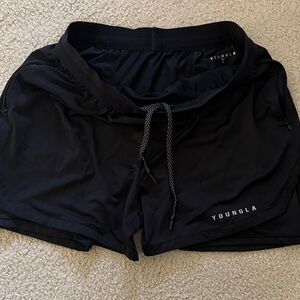 YoungLA Jet Black Performance Shorts for men. Like New and clean